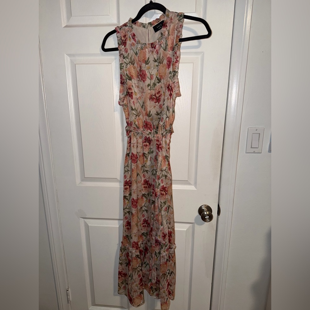 Vici Floral Maxi Dress in Pink and Cream